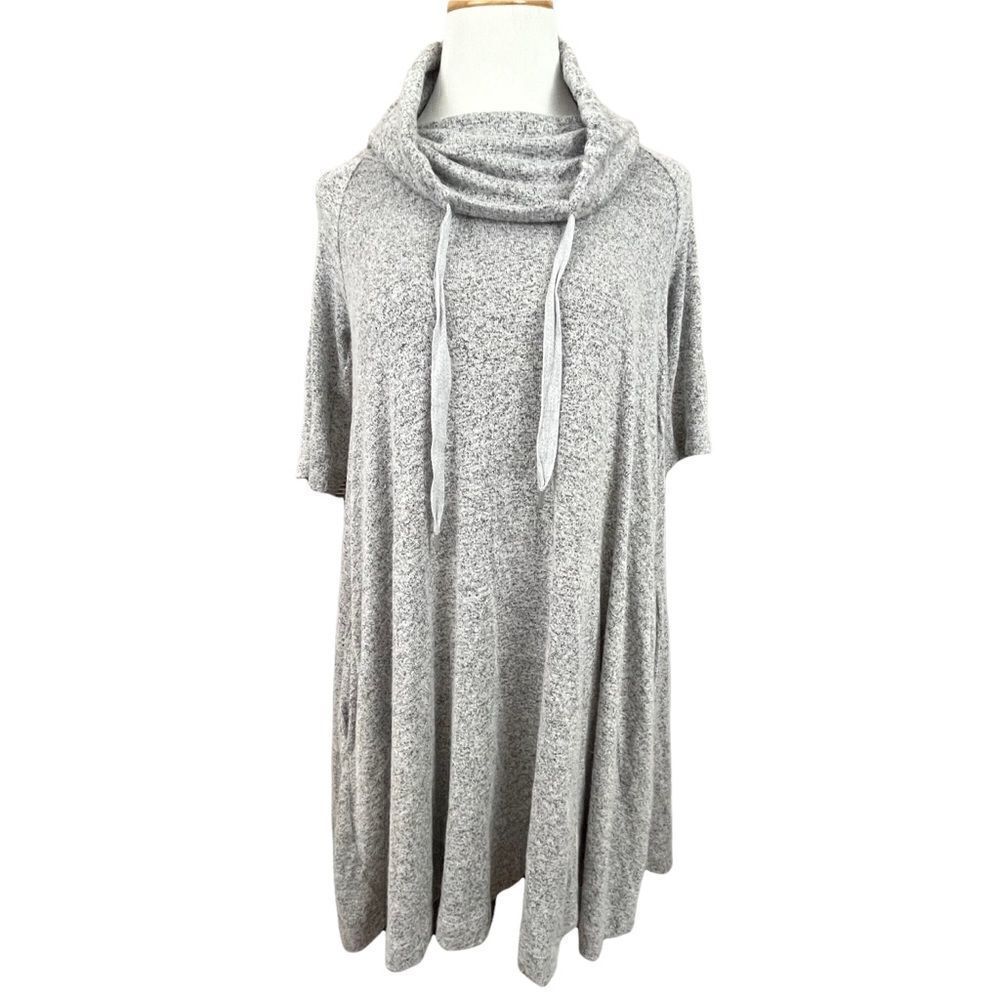 Lou & Grey Signature Soft Oversized Marled Knit Cowl Neck Dress XS